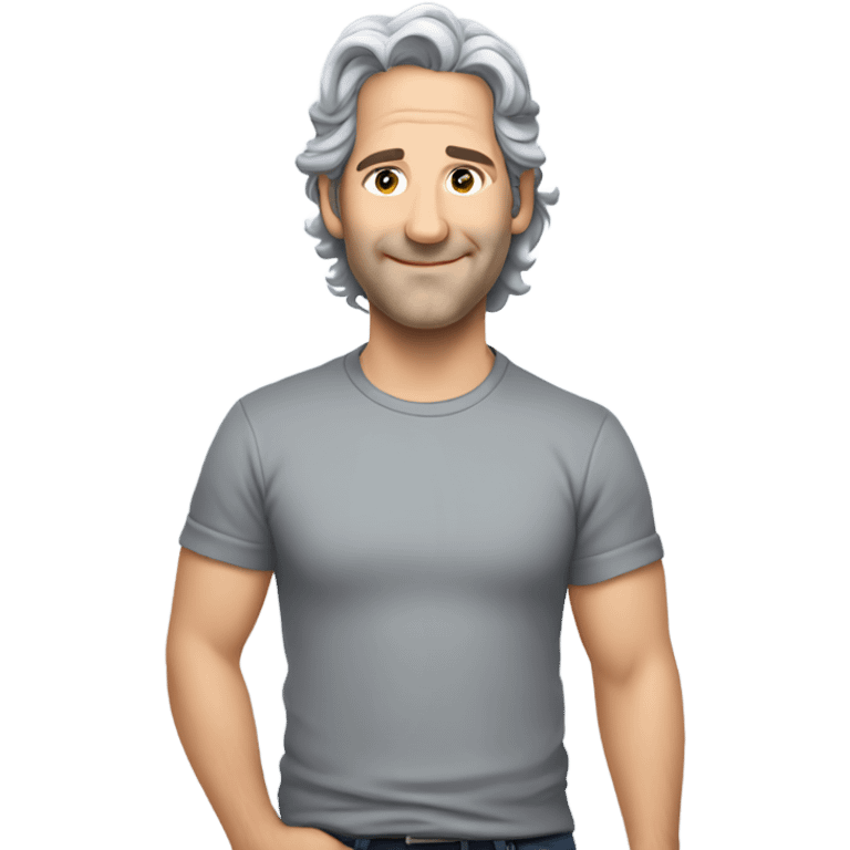 Paul Rudd wearing t-shirt grey hair  emoji