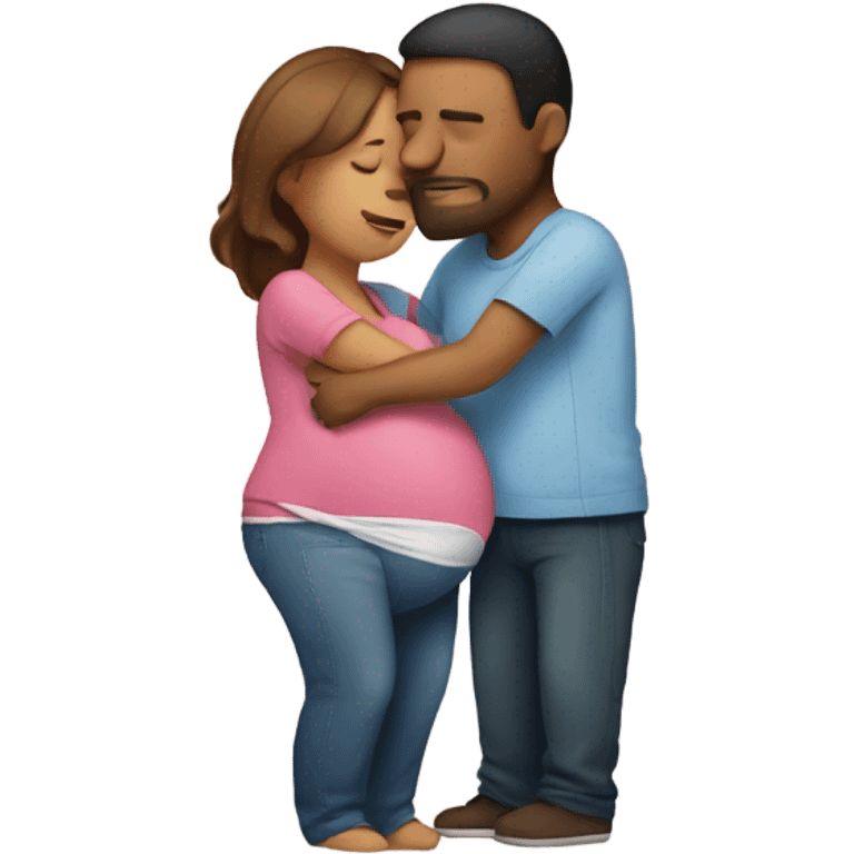 Man hugging pregnant woman emoji