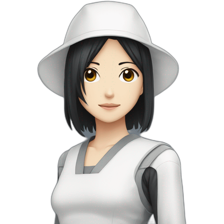 Rukia Kuchiki with engineer white cap emoji