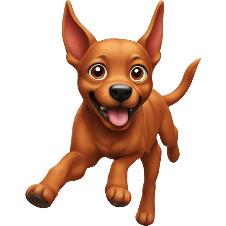 realistic solid red dog with pointed ears running emoji