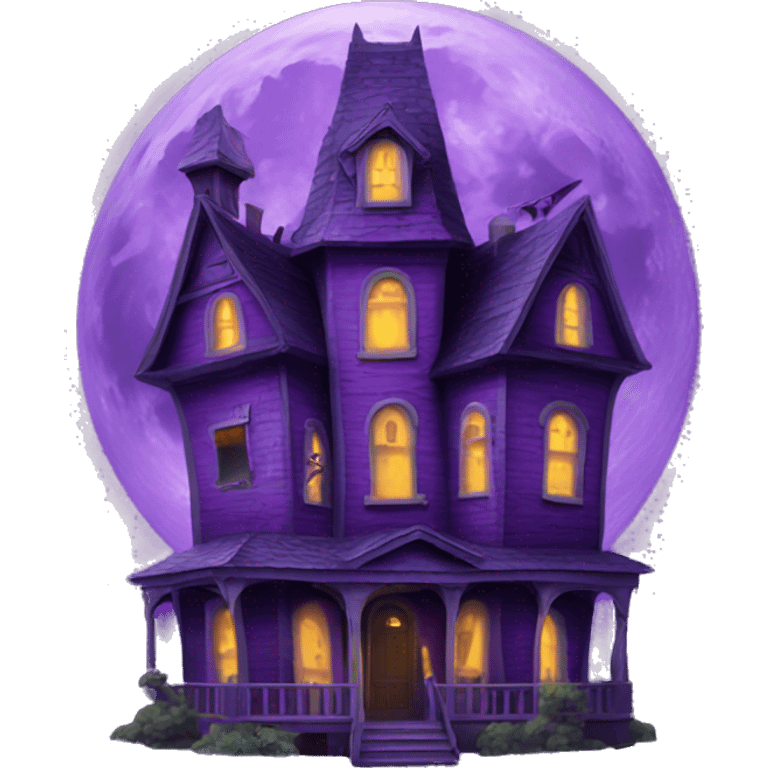 Purple Haunted House Moon emoji