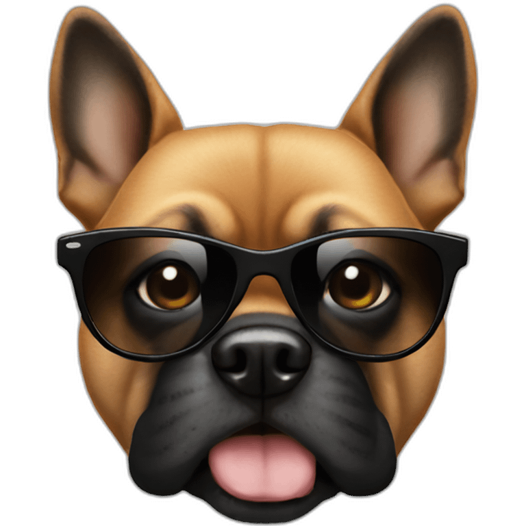 Dog with savage black sunglasses, agressive face emoji