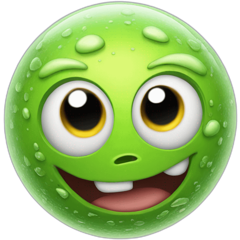 3d sphere with a cartoon Slime skin texture with big feminine eyes emoji