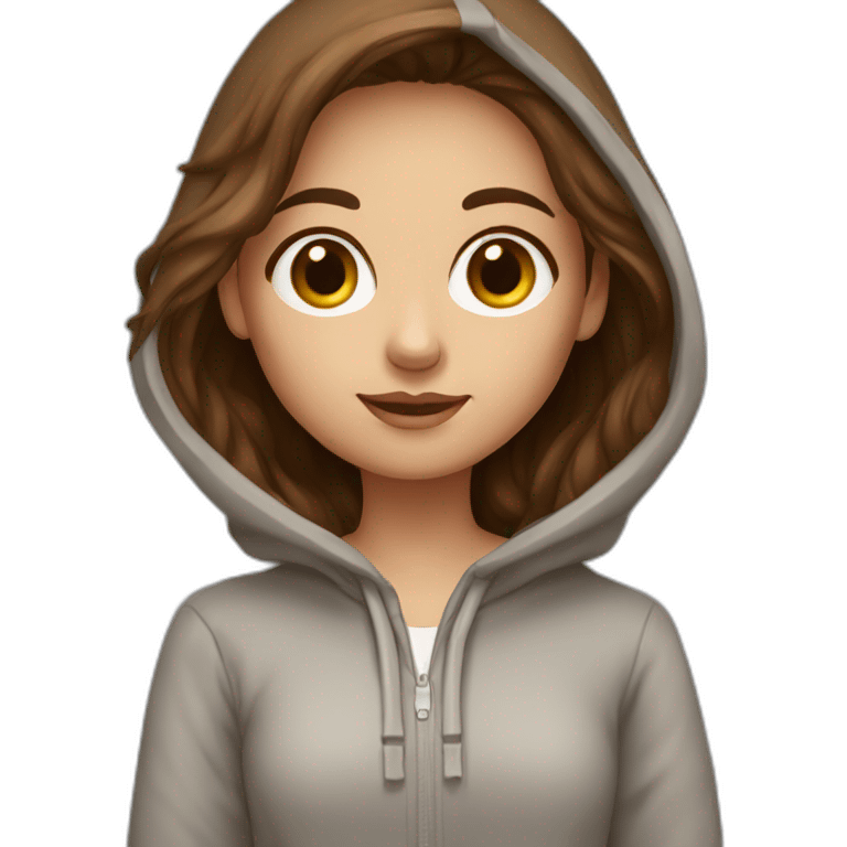 Girl with brown hair and alpaga hoodie emoji