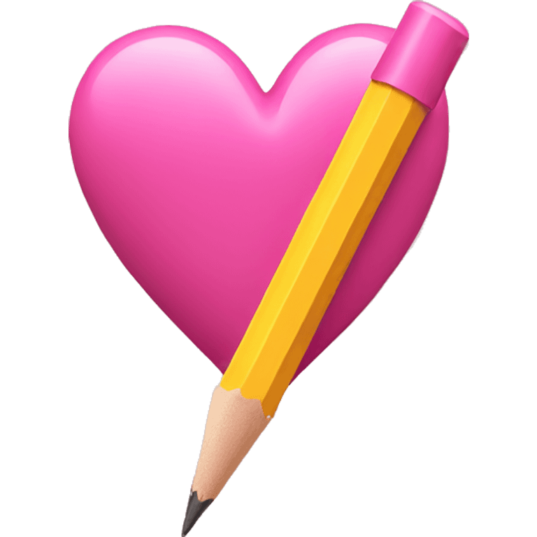 pink heart pierced by a yellow pencil emoji