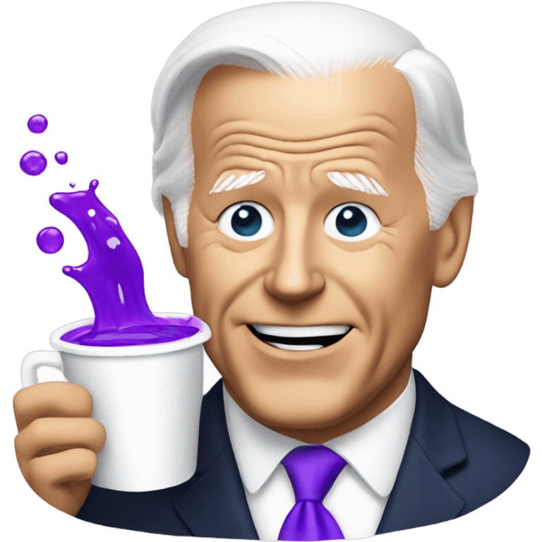 biden with purple liquid spilling out of white cup emoji