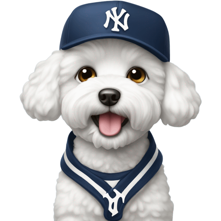 bichon wearing yankee hat emoji