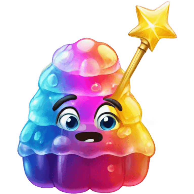 Jelly with wand emoji