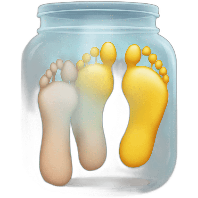 two human feet right and left outside of an empty glass jar between them emoji