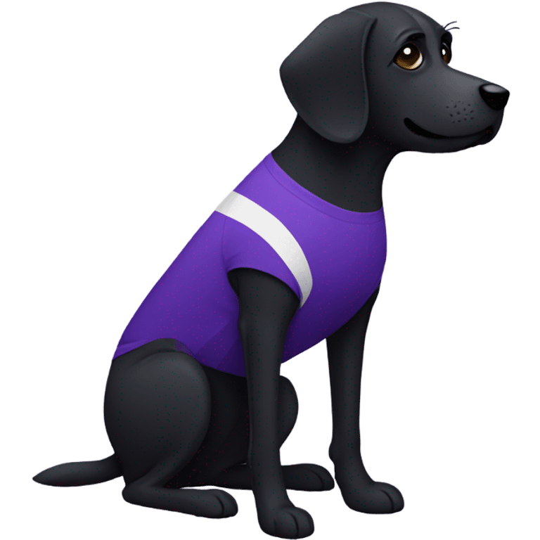 black dog wearing a purple jersey emoji