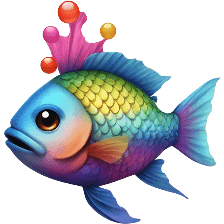 Fish wearing makeup emoji