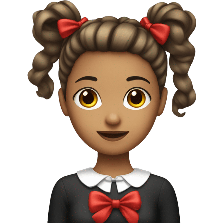 A girl with split dyed hair and a red bow  emoji