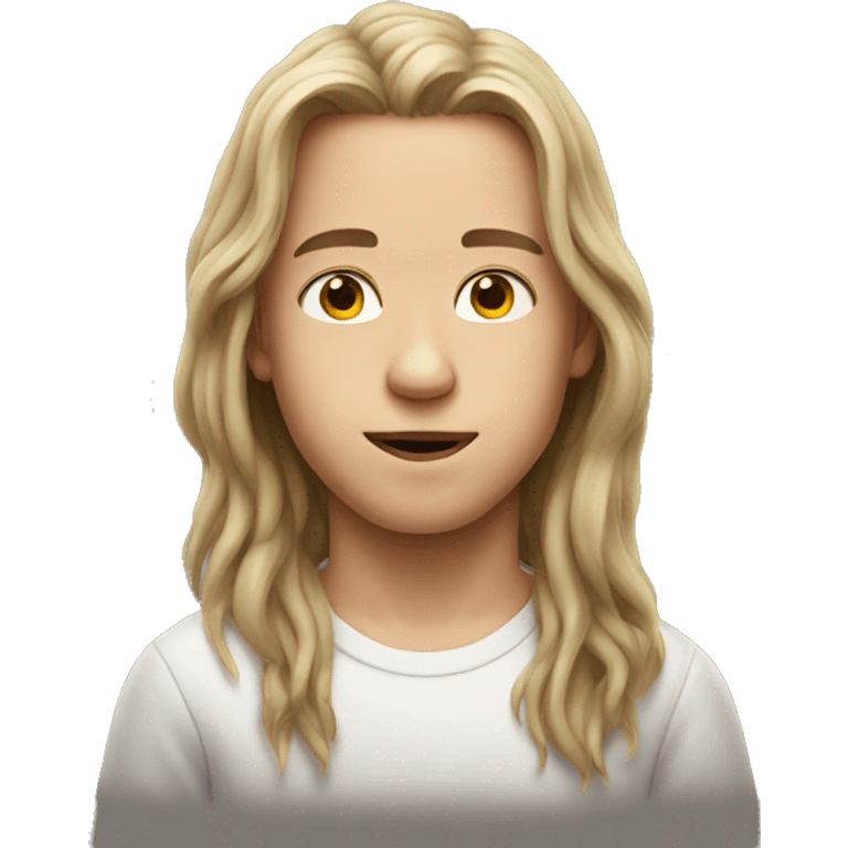 realistic portrait of a boy with long hair emoji