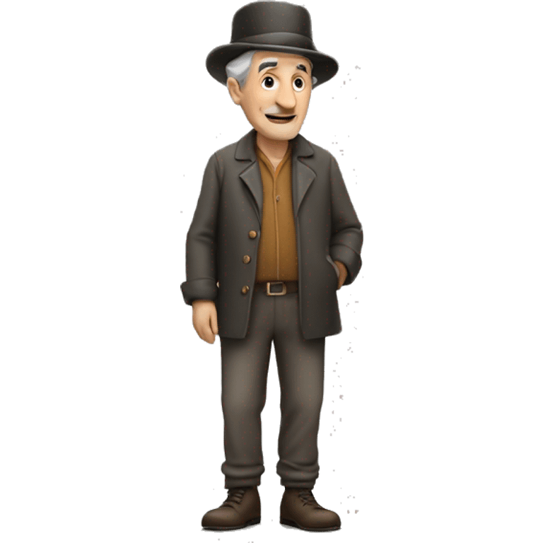 Generate and older jewish man with grey short hair, add a hat and he must be standing on a hill where a castle is and looks down the hill on circus thats bellow the hil emoji