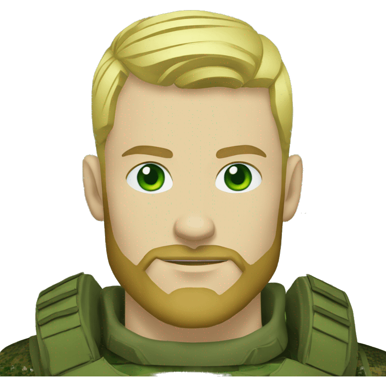 ukrainian military blonde man with a beard with green eyes with blue viking paint on the face  emoji