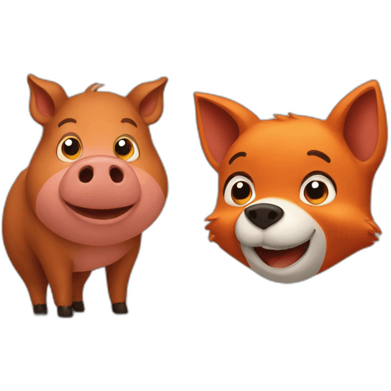 brown pig and fox emoji