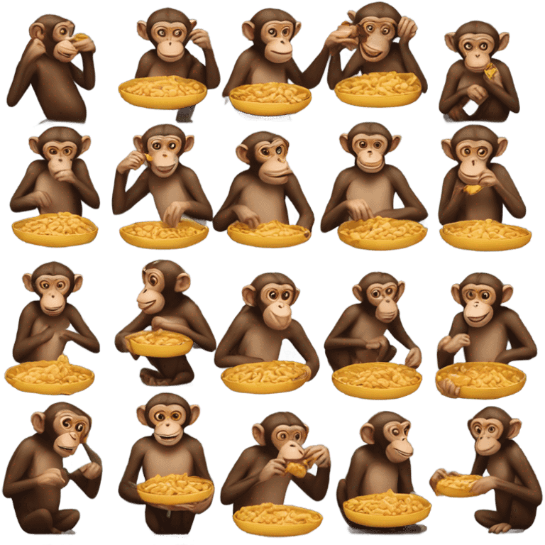 monkeys eating chicken emoji