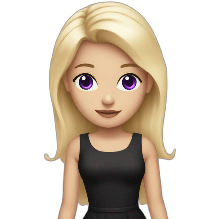 Blonde girl with violet eyes wearing a short black dress emoji