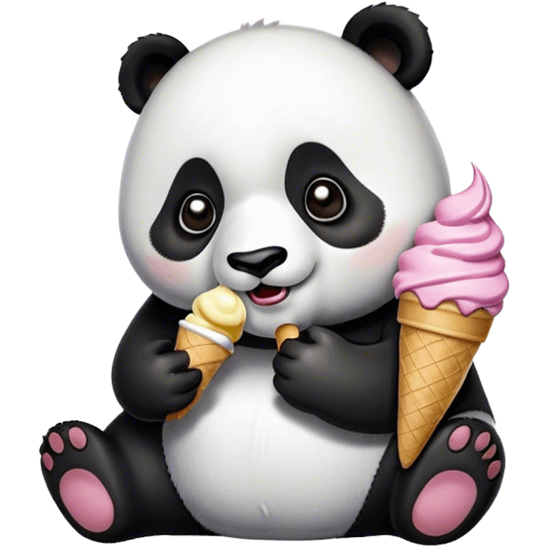 Panda eating ice cream emoji