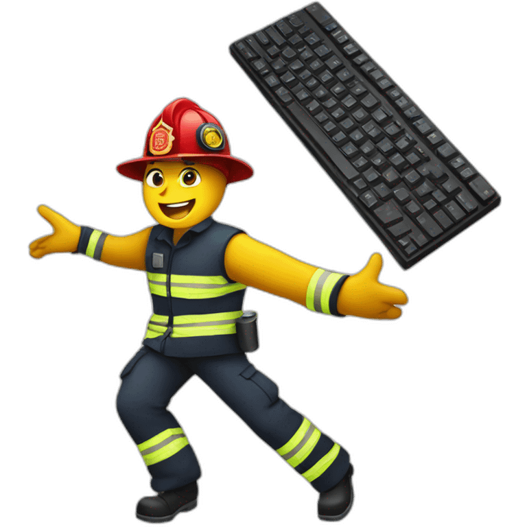 firefighter dancing and a computer keyboard emoji