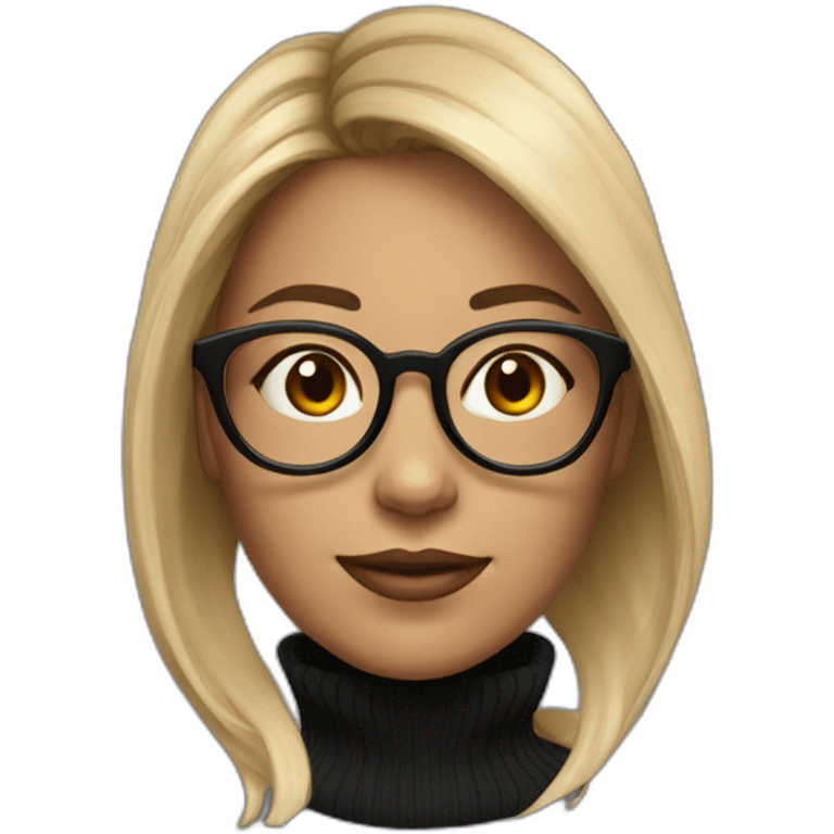 woman turtleneck from side glasses realistic emoji