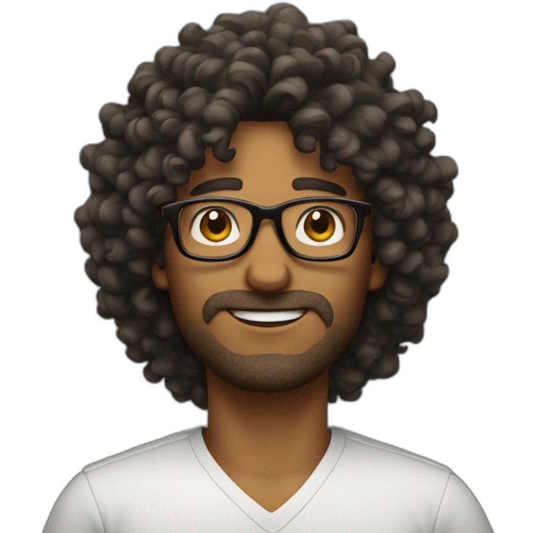 man with glasses and big curly hair emoji