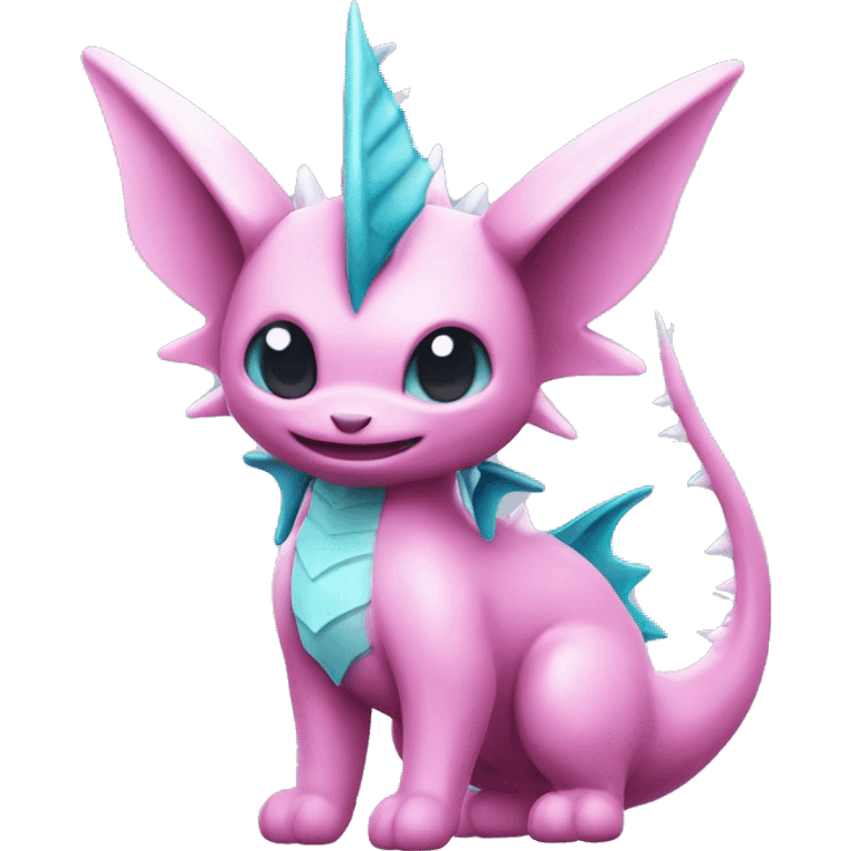 Pink Edgy Ethereal Vaporeon dragon With Fins and spikes full body emoji