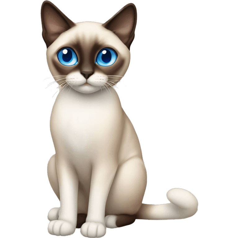 Snowshoe Siamese cat with blue eyes one side of his face dark brown and other cream emoji