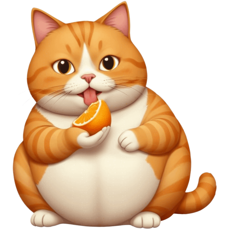 Create a fat orange tabby cat eating a bird  emoji