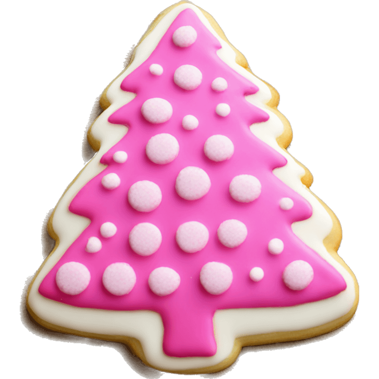 Pink Christmas tree shaped sugar cookie emoji