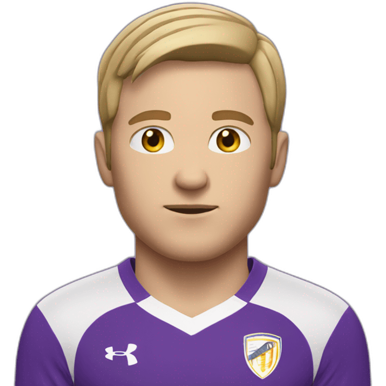 white man soccer player with purple shirt and white short emoji