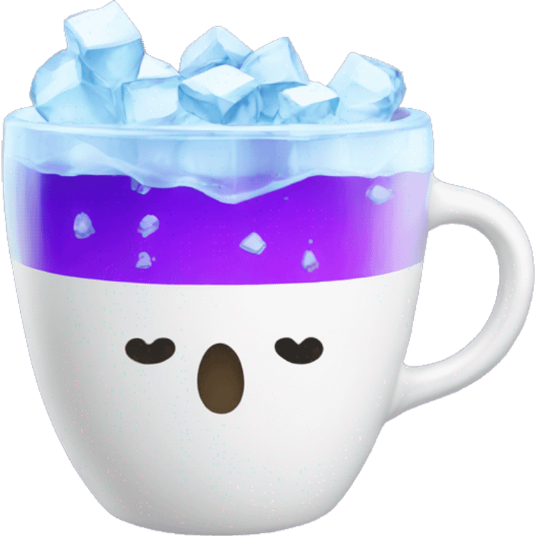 white cup with ice and purple water emoji