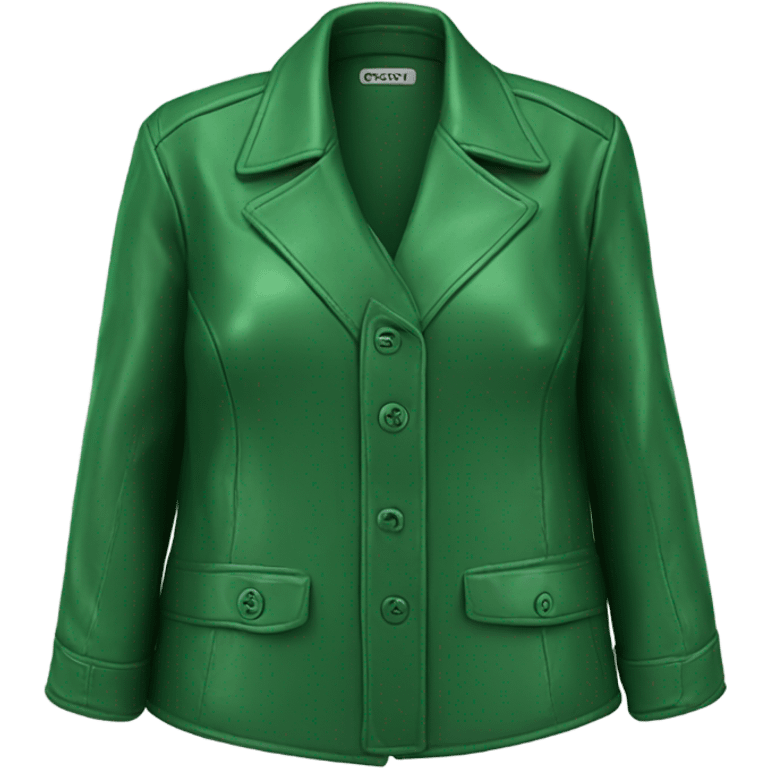 Green oversize womens open button up leather jacket  emoji