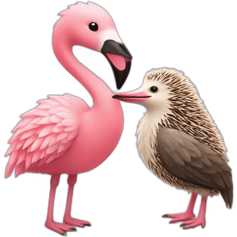 hedgehog and flamingo in love emoji