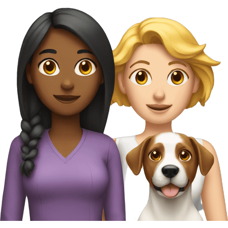 two women with a dog emoji