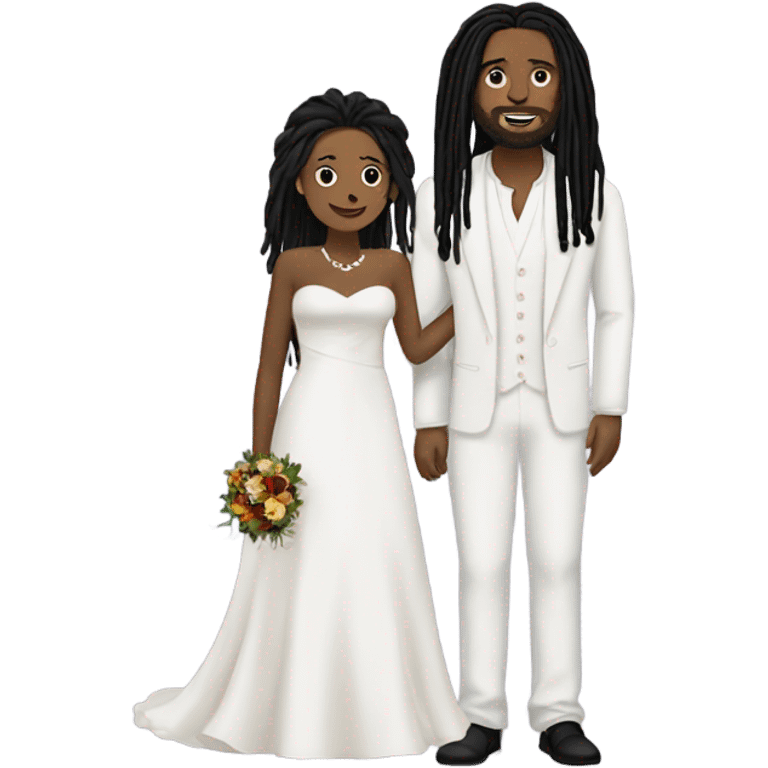 black couple with plus size man black dreadlocks, full body wedding emoji