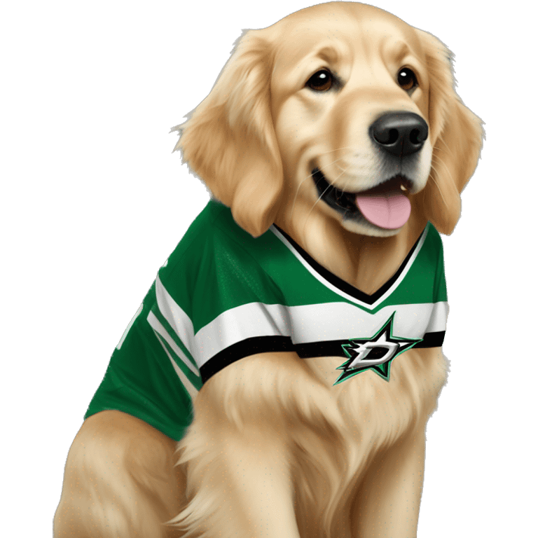 golden retriever in a dallas stars jersey emoji