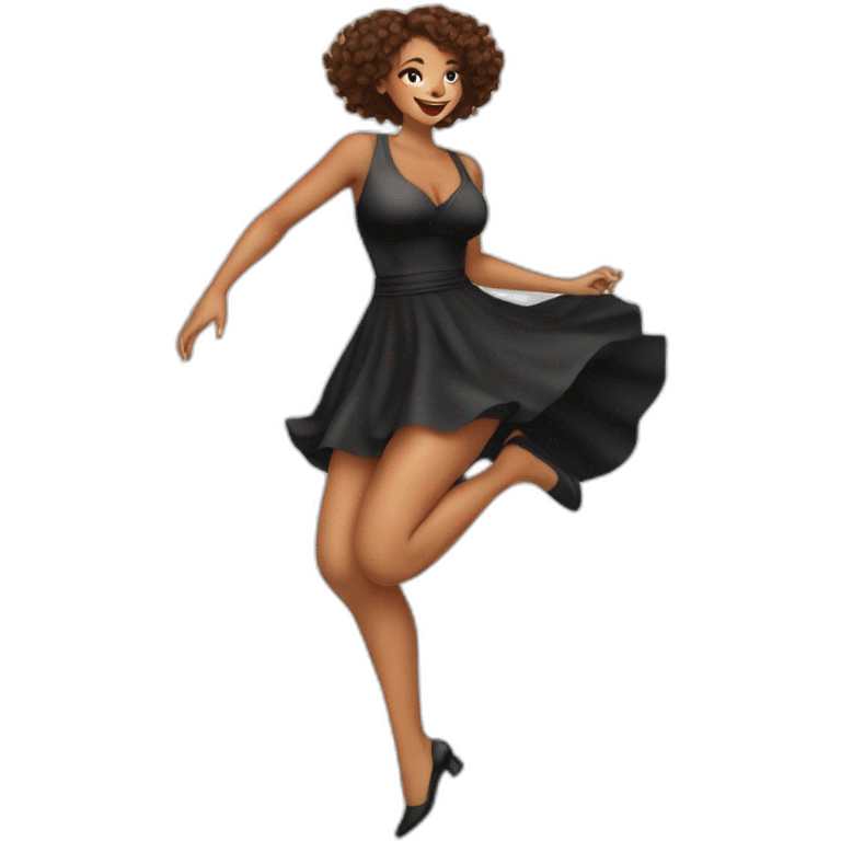 knickers curvy beauty jumping black dress white emoji