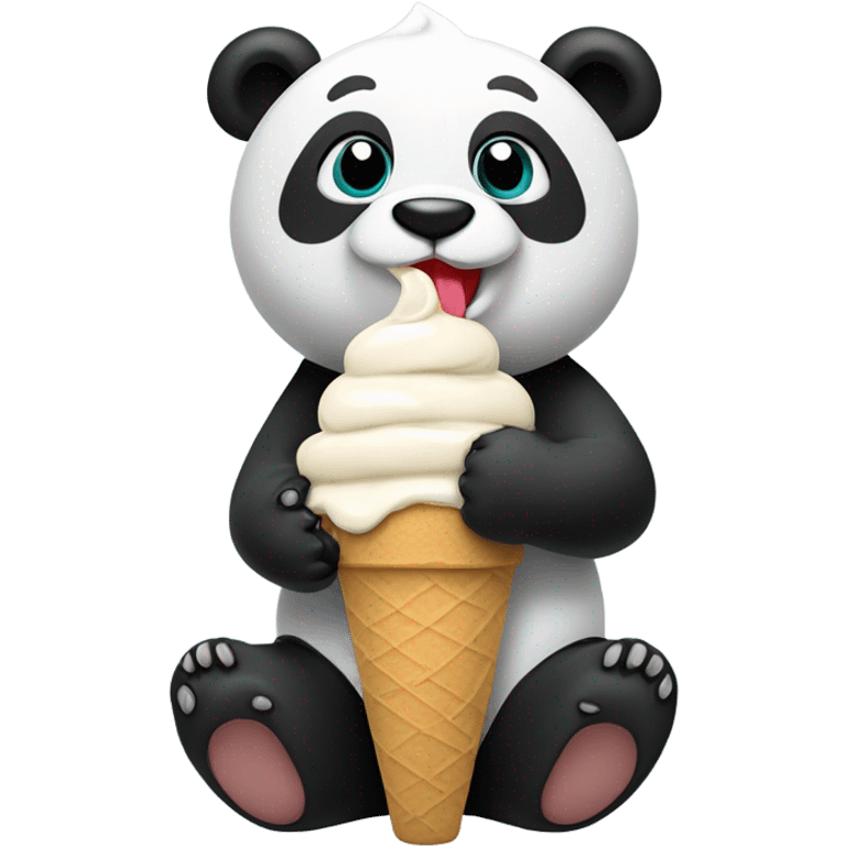 Panda eating ice cream emoji