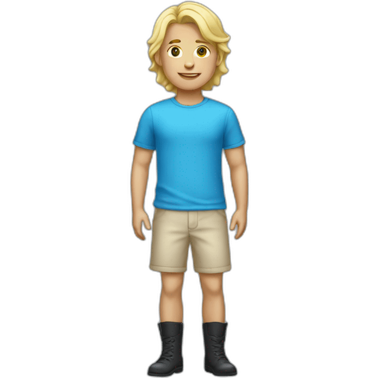 blond guy with glass and blue sky skirt emoji