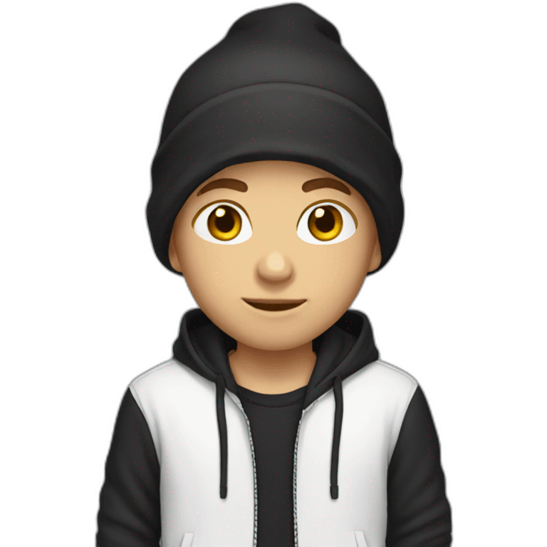 White boy model with bkack hoodie emoji