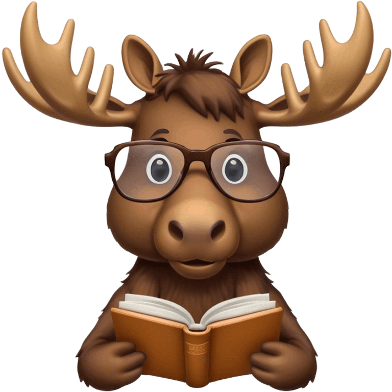 Moose wearing glasses reading a book emoji