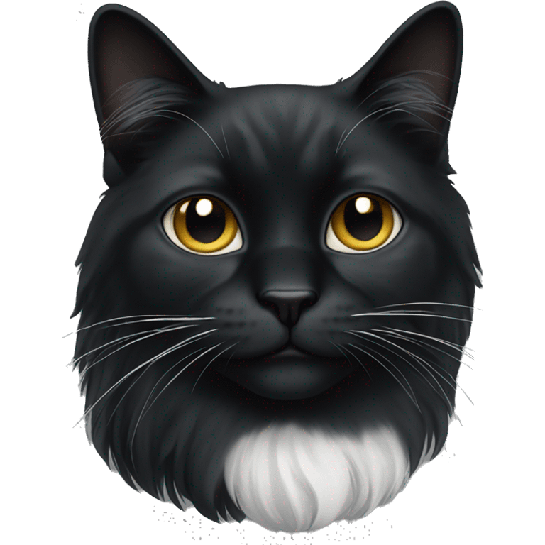 black long hair cat with black and white muzzle emoji