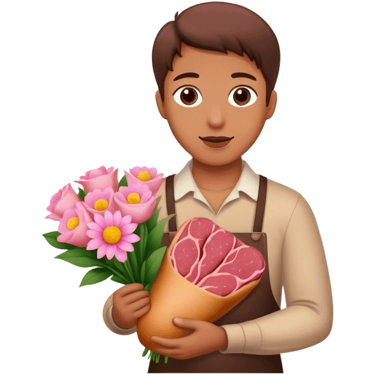 bologna meat pink flower bouquet  emoji