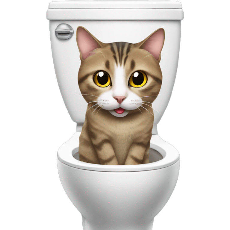 cat in a toilet sticking its tongue out emoji