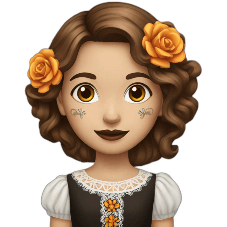 dia de los muertos girl happy pixie Brown hair emoji