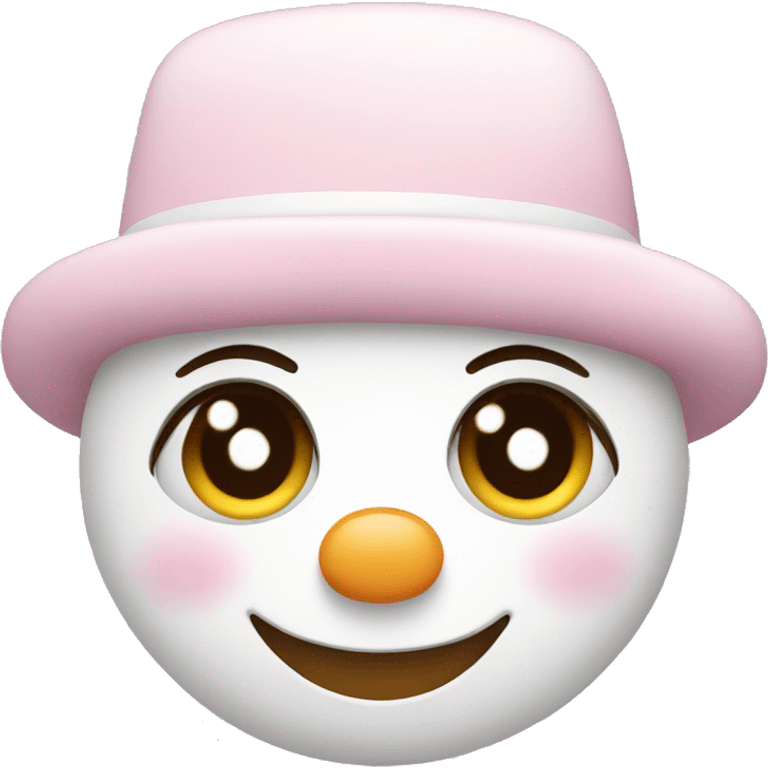 Cute white and light pink snowman emoji