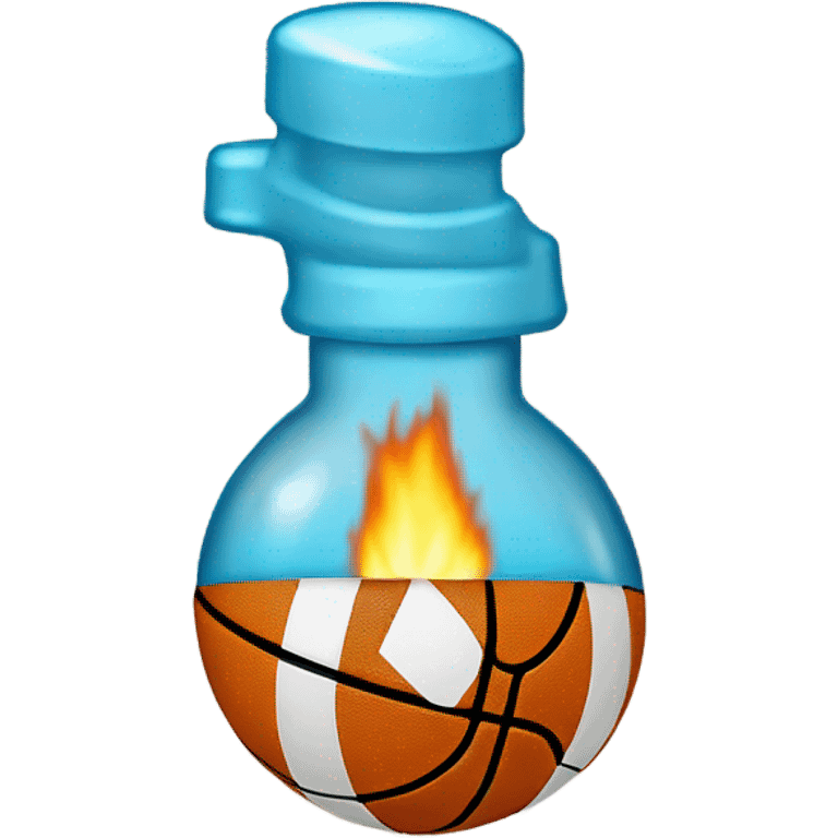 A Bunsen burner and a basketball. emoji