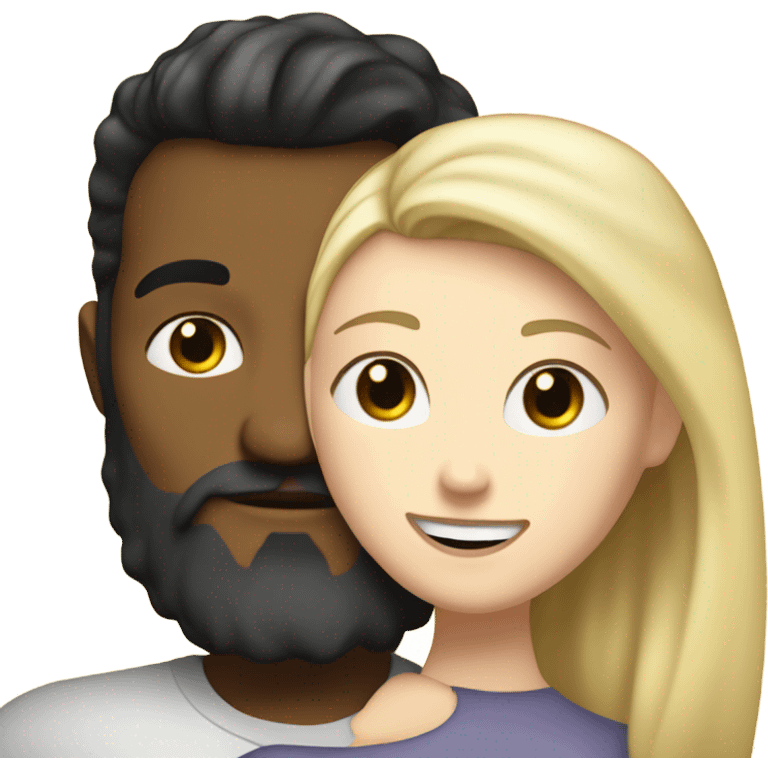 White Man, white skin, short black hair, long beard, hugging a white woman, blonde hair  emoji