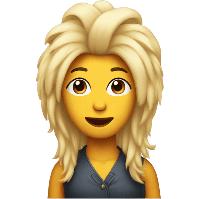 A chicken wearing a wig of long blonde hair emoji